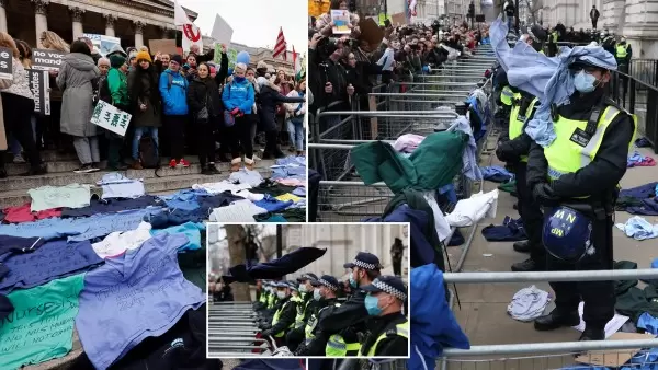Watch: Thousands march in London against vaccine mandates, NHS100K staff seen throwing their uniforms outside Downing Street